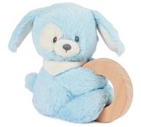 GUND Sonajero sostenible para cachorros, peluche hecho de materiales de felpa 100% reciclados, sonajero de madera para bebés y recién nacidos, azul, 10 pulgadas