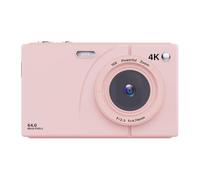Gundhgstrr Cámara Digital 4K CCD de 64 MP con WiFi, Zoom Digital de 16X, Pantalla de 2,8 Pulgadas, Tarjeta de 32 GB, Color Rosa.