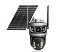 Gundhgstrr CáMara IP 4G V380Pro de 6 MP con Doble Lente y EnergíA Solar, una Color, DeteccióN de Humanoides con IA, Seguridad para el Hogar, CCTV, Monitor para BebéS