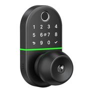 Gundhgstrr Cerradura Inteligente con Perilla, Cerradura con Manija, Perilla Electrónica con Huella Dactilar para Puerta de Entrada, Código de Acceso de Forma Remota.