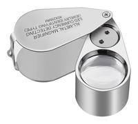 Gundhgstrr Lupa de Joyero 40 X con Estructura Metálica, Plegable, con Iluminación LED/UV, para Gemas y Joyas.