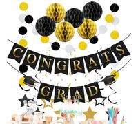 Gungtj Bandera de Graduación,Conjunto De Letreros Para Graduados - Estrellas Y Bolas De Papel Para Decoración Universitaria | Para Universidad Instituto Puerta Techo Hogar Aula Decoración Exteriores E