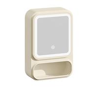 Gungtj Bathroom Storage Mirror - 16.54 Inches Vanity Wall Cabinet with Organizer, Modern LED Mirror Mount, Magnetic Door, Tissue Dispenser for Makeup Shampoo Necessity Home Decor