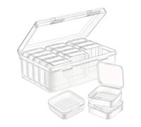 Gungtj Bead Storage Containers, 15 Grids Clear Nail Accessory Organizer with Hinged Lid, 2.17x2.17x0.79 pulgadas, Portable Rectangle Holder, Jewelry Crafts Travel Container for Bracelets