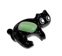 Gungtj , Black Cat Shape, Kitchen Sponge Holder, Bathroom Wash Drainer, Ceramic Detergent Dish, (1 pieza, Black), Great for Shower and Pantry Use, Soap Storage