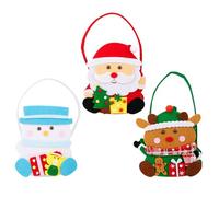 Gungtj Bolsas de Navidad | 3 unidades de bolsas de Navidad con asa | con diseño festivo cesta de tela para caramelos, galletas, palomitas de maíz, recipiente para aperitivos, escuela, aula, eventos