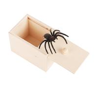 Gungtj Caja de relleno de araña,Araña en una caja de relleno | Relleno de araña de goma suave | Hilarante broma cosas divertidas broma Scarebox Toy, caja de madera hecha a mano broma araña para