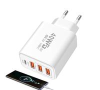 Gungtj - Cargador USB, cargador de pared 3 USB + 1 pd con puertos USB | Bloque de cargador de teléfono ignífugo de 40 W, toma de pared USB para y