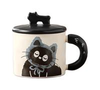 Gungtj Ceramic Couple Cup, Matching Tazas, Cute Cat Coffee Drinkware with Lid, Heat-Resistant Ceramic Drinking Cup, Twin Mug, Tea, Milk, 3,14x3,74 pulgadas, Couple's Pair