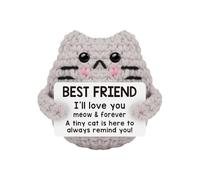Gungtj Crochet de gato positivo, hecho a mano, tejido de mensaje positivo, Funny Easter Basket Stuffers, Gift, Cheerful for Stress Relief, Motivational