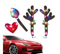Gungtj Cuernos De Reno Para Automóviles | Decoración Navideña Que Incluye Luces LED | Decoración De Reno De Navidad | Para Techo De Camión Navideña Durante La Celebración De La Temporada Paseo Festivo