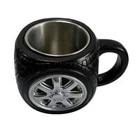 Gungtj Divertidas tazas de café, mango cómodo y antideslizante, decoración de mesa - Taza de acero inoxidable en forma de aro para té, para el hogar, dormitorio, salón, cocina, oficina, apartamento
