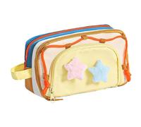 Gungtj Estuche para lápices, bonito estuche para niños, con cremallera, gran capacidad, imprescindible para niños, niñas, escuela, clases, universidad, dibujo, arte, manualidades, viajes, amarillo