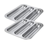 Gungtj French Bread Tin - Perforated Crust Bake, 0.79x9.84x1.18 Inches Set with Heat Flow Holes, Non-Stick Steel Mold, High Carbon Finish, Culinary Grade Equipment for Home Oven Pizza Party