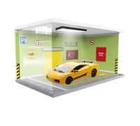 Gungtj Garage Display Case, Models Collector Lights, Parking Lot Display Stand, Car Show Case, Garage Scene Model, Exquisite Car Display, Car Collector Display, LED Display Case, Automotive Showcase