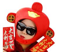 Gungtj God of Wealth Hat, Plush Photo Prop Hat, God of Fortune Headwear, Festival Costume Accessory, Opening Ceremony Hat, Chino Año Nuevo Hat, Plush God of Wealth Cap, God of Fortune Hat