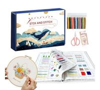 Gungtj - Libro de bordado para principiantes, accesorios de artesanía portátil con kit de herramientas y guía | Cuaderno de ejercicios de puntos de bordado | para ocio creativo viaje hogar y práctica