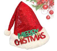 Gungtj lindo sombrero de Navidad, lentejuelas de Navidad, sombrero rojo santa con lentejuelas, decoración navideña Santa Hat, Unisex Christmas Cloth, ciervo Antler Santa Hat, sombrero de Navidad para