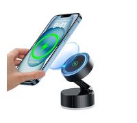 Gungtj Magnetic Suction Phone Mount, Sturdy 180° Rotatable Car Dashboard Holder, Smartphone Bracket, 15W Wireless Mobile Cradle Charger, for Car Navigation, 1,46 x 2,36 pulgadas