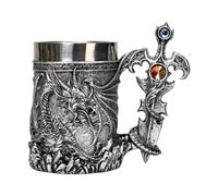 Gungtj Medieval Beer Taza, 600 ml Travel Taza, Dragon Pattern Taza, Vintage Coffee Tag, Taza de café, té de viaje, taza de café, taza de té caliente, medieval Dragon Tag, taza de café, taza de té