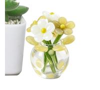 Gungtj Mini Glass Flowers - Artificial Bouquet with Decorative Vase, Glass Flower Bouquet Set, Elegant Faux Floral Arrangement, Table Centerpiece Decor for Women Mother’s Day Wedding Home Office