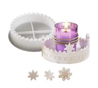 Gungtj Moldes de silicona para resina - Soporte de vela de Navidad con forma de corona de Adviento, fácil extracción reutilizable, 2 piezas para cemento, yeso, hormigón, artesanía