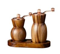 Gungtj Molinillo de sal y pimienta, manivela de madera con base, juego manual de molinillos de sal y pimienta, para el hogar, cocina, encimera, apartamento, camping, picnic, barbacoa, condimento