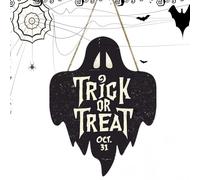 Gungtj - Panel de puerta fantasma de halloween para puerta de entrada, diseño de truco de oro para puerta de entrada, decoración de baño fantasma de halloween, decoración de puerta de entrada