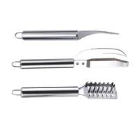 Gungtj Pelador de camarones, raspador de pescado | Juego de 3 ralladores de piel de pescado,Escalador de pescado de camarón de acero inoxidable, kit de limpieza de peces multifuncional eficaz