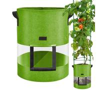 Gungtj Plantadores de tela, bolsas de cultivo gruesas no tejidas, contenedores multiuso con asas, espacio visible para vegetales, frutas y suministros de jardín de flores