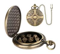 Gungtj Pocket Watch Dice Set, Steampunk Dice Necklace, Portable Dice Set, Dice with Gear Pocket, Role Playing Dice, Board Game Dice Set, Steampunk Table Decoration, Steampunk Dice Accessory, Portable