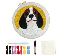 Gungtj Punch Needle Kit, diseño de perro lindo con estampado de flores, Creative Needlework Sewing Set, Handcraft Arts and Crafts for Holiday Decorations, Fun and Relaxing Craft Project