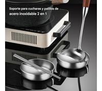 Gungtj Reposacucharas | Organizador De Utensilios 2 En 1 Con Base Antideslizante | Reposapalillos De Acero Inoxidable 304 | Para Cucharas Tenedores Espátulas Y Utensilios De Cocina