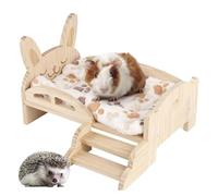 Gungtj Small Animal Bed, Small Pet Habitat, Wooden Bunny Bed, Hand Crafted Natural Grass Hideaway Plegable Bed Hut, Wooden Play House, Detachable Small Animals Habitat for Indoor Bunnies