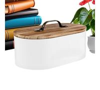 Gungtj Soporte de almohadilla para baño, caja de almacenamiento de tampones de madera con tapa, dispensador estético para gabinete, encimera, tocador, dormitorio, hisopo de algodón, medicina