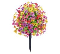 Gungtj Spring Garden Stakes, Artificial Flowers, Anti UV, Vivid Multi-Color Violet, No Fade Design, Weatherproof Decor for Courtyard, Lawn, Porch Display 580 g