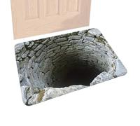 Gungtj Tapete de ilusión óptica 3D, antideslizante, absorbente, diseño de piedra de ladrillo abismo, lavable a máquina, para puerta de entrada al aire libre, baño, dormitorio, balcón