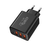 Gungtj - Toma de pared USB, adaptador de corriente USB 3 USB + 1 pd bloque de carga USB - bloque de carga rápida de 40 W para teléfono móvil, tableta, ordenador portátil, auriculares