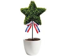 Gungtj Topiario Estrella,Plantas Patrióticas En Estrella Resistentes A La Intemperie,Árbol Ratán con Plantas Artificiales | para El Día De Los Caídos Vacaciones De Verano Interior Exterior Hogar