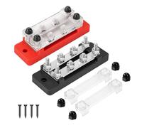 GUNGY Bloques de Distribución de Energía 12V-48V Caja de Distribución de Barra Colectora 150A BusBar 2 Vías con 8 x M6 Pernos de Terminal para Automóvile Barco Rojo Negro 2 Piezas