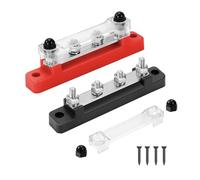 GUNGY Bloques de Distribución de Energía 12V-48V Caja de Distribución de Barra Colectora 150A BusBar con 4 x M6 Pernos de Terminal para Automóvile Barco Rojo Negro 2 Piezas