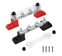 GUNGY Bloques de Distribución de Energía 12V-48V Caja de Distribución de Barra Colectora BusBar 150A Segmentada con 4 x M6 Terminal para Automóvile Barco Rojo Negro 2 Piezas