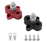 GUNGY Bloques de Terminales de Batería M8 Bloque de Conexión de Pernos 12V-48V DC Distribución de Energía para Automóvil Camión RV Barcos Negro y Rojo 2 Piezas