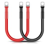GUNGY Cable Bateria 16mm² 30cm Cable Inversor de Batería 12V 5AWG Cables de Batería con M8 Terminales de Anillo para Automóvil Camión Moto Marino Solar Negro y Rojo 2 Piezas
