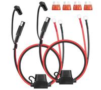 GUNGY Cable de Conexión SAE 60cm 16AWG SAE Conectores con Terminal de Anillo Cable de Extensión de Batería con Fusible 10A para Cargar Baterías de Coche Moto 2 Piezas