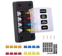 GUNGY Caja Fusibles 12V de 4 Vías Portafusibles Porta Fusible Coche con 16 Fusibles y Pegatinas para Coche Barco Camper Camión