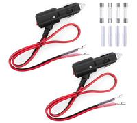 GUNGY Enchufe Mechero Coche 12 V/24 V Enchufe para Encendedor de Cigarrillos con Interruptor e 60cm Cable de Extensión de Coche 14 AWG con Fusible 15 A para Alargador Toma Mechero 2 Piezas