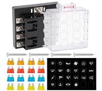 GUNGY Portafusibles de 12 V para coche, 8 compartimentos, fusibles planos con 16 fusibles y etiquetas para coche, autocaravana, barco