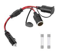 GUNGY Toma Mechero Coche 12V/24V Enchufe Mechero Coche 25cm 16 AWG Cable de Extensión 1 a 2 Adaptador Mechero Coche a Enchufe con Fusible 15A