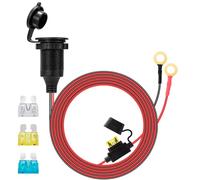 GUNGY Toma Mechero Coche con Cable Alargador 2m 14AWG 12V-24V Zócalo del Encendedor de Cigarrillos Impermeable Instalable con Fusible 20A para Coche Barco Motocicleta